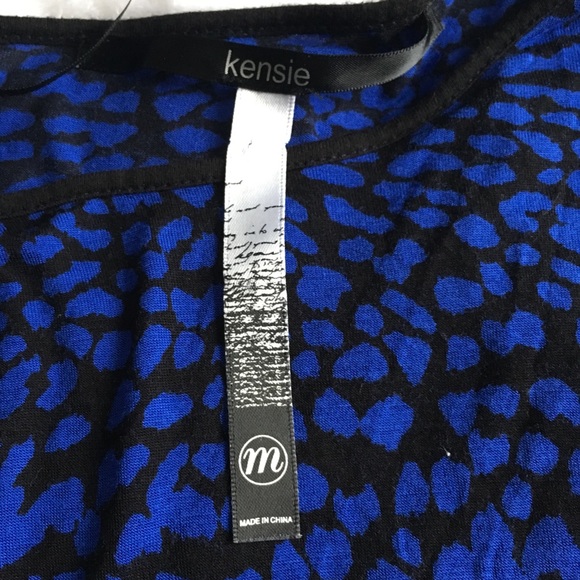 Kensie royal blue leopard black long sleeve top - Picture 2 of 3